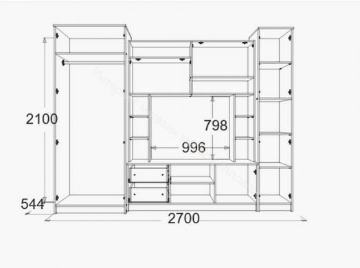 Гостиная "Александра 10" с зеркалом Ясень анкор темный/Ясень анкор светлый