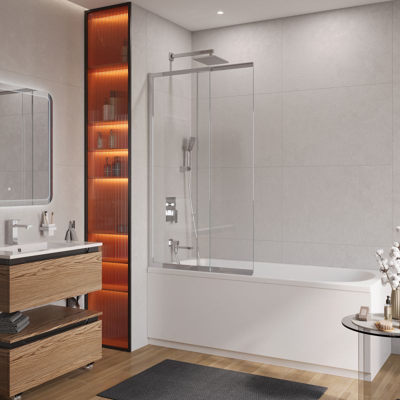 Душевая шторка на ванну с фиксированным креплением одной створки CEZARES SLIDER-FIX-VF-11-100/150-C-Cr