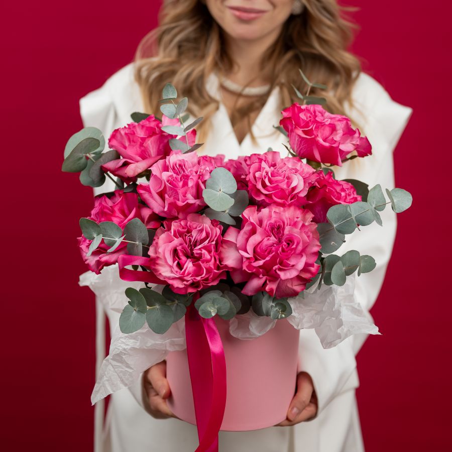 Розы в коробке "Валентинка"