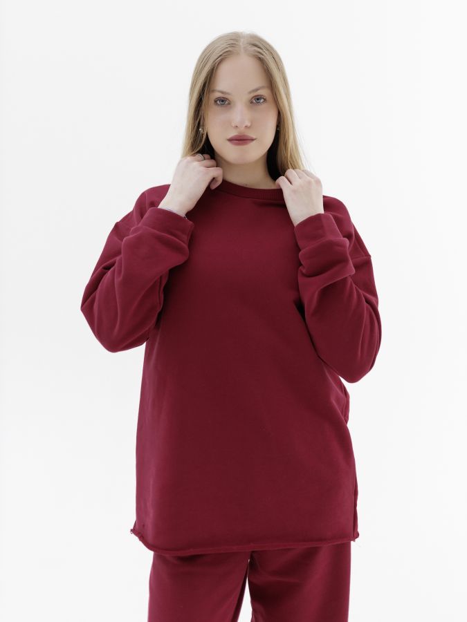 Кофта с длинным рукавом брусника