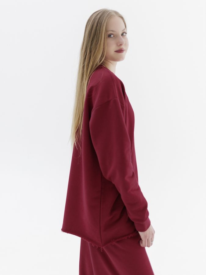 Кофта с длинным рукавом брусника