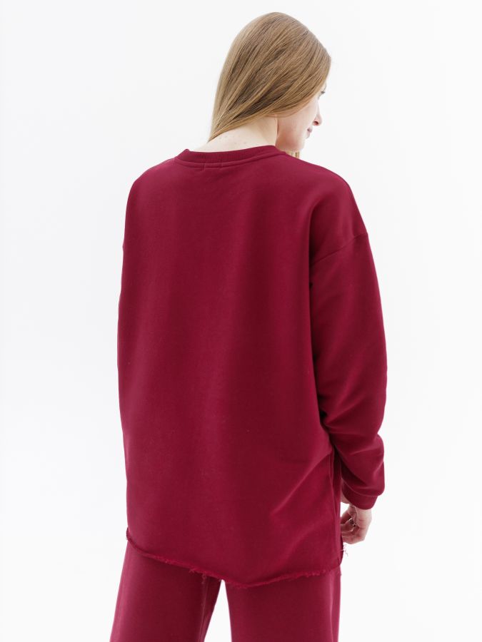 Кофта с длинным рукавом брусника