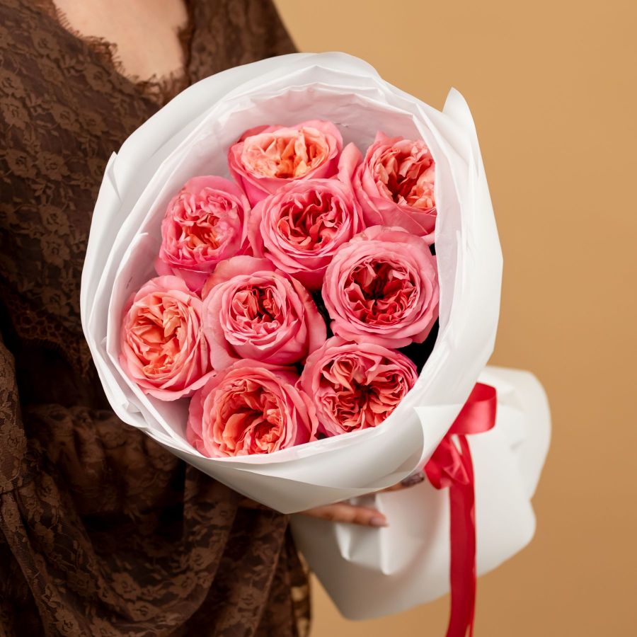 Розовая роза от 7 шт