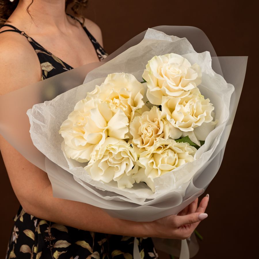 Французская роза 7 шт белая