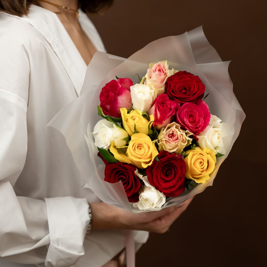 Роза микс 15 шт (Кения, 40см)