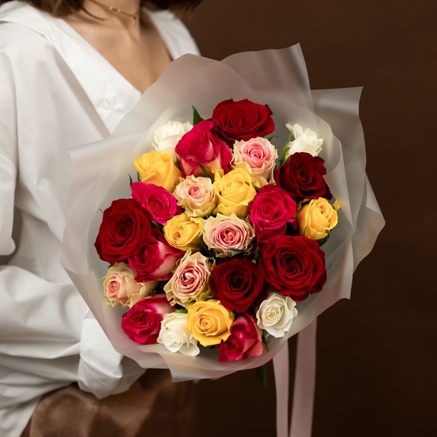 Роза микс 25 шт (Кения, 40см)