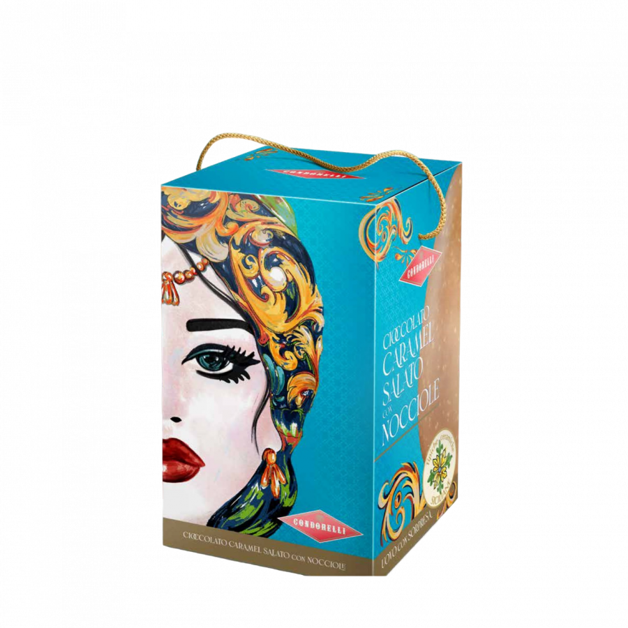 Яйцо из белого шоколада соленая карамель с фундуком (с сюрпризом), Condorelli, 250 г, uovo di cioccolato bianco al caramello salato con nocciole 250 g
