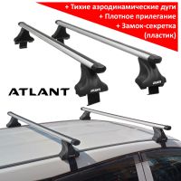 Багажник на крышу Nissan Wingroad Y12, Атлант, аэродинамические дуги Эконом, опора Е