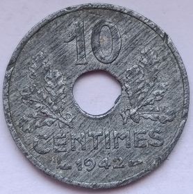 10 сантимов Франция 1942
