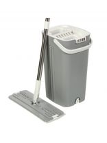 Набор для уборки ведро 10л с отжимом, швабра микрофибра, серый, Марья Искусница, YYS-06