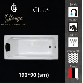 Hamam üçün akril vanna 190×90 sm
