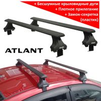 Багажник на крышу Hyundai Solaris (2011-17), sedan, Атлант, крыловидные аэродуги (черный цвет)