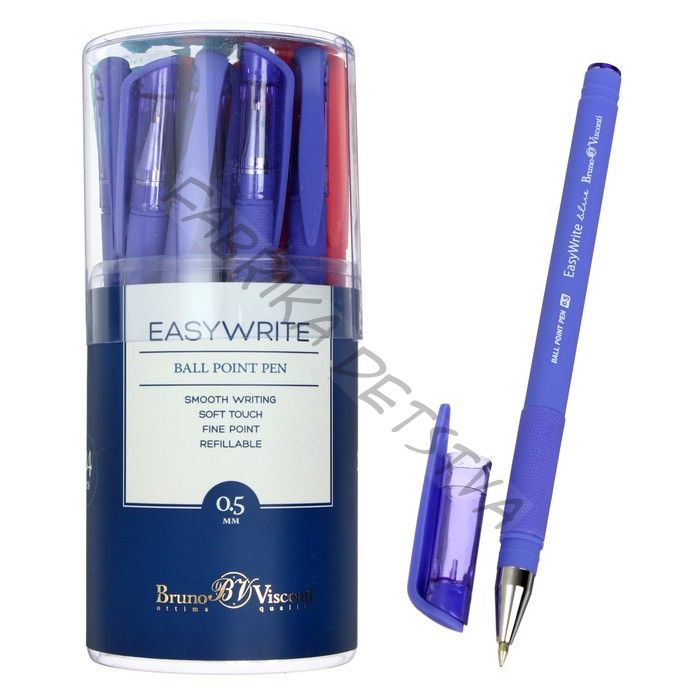Ручка шариковая BrunoVisconti. EasyWrite. JOY, синий стержень, узел 0.5 мм, резиновый упор, МИКС (4 штуки)