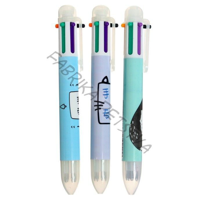 Ручка шариковая автоматическая «Иероглифы», 6 цветов, (штрихкод на штуке), МИКС