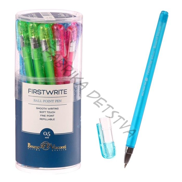 Ручка шариковая BrunoVisconti. Firstwrite. Creative, синий стержень, узел 0.5 мм, матовый корпус, МИКС