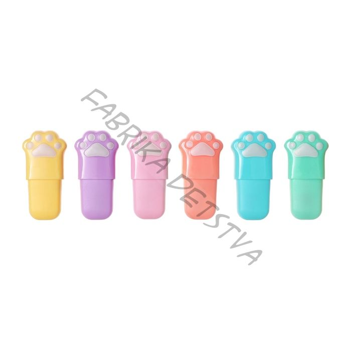 Набор маркеров-текстовыделителей Calligrata «Лапки», 6 цветов, скошенный наконечник, узел 5 мм, в пенале на молнии