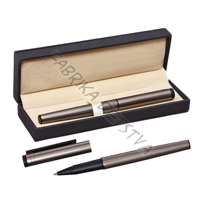 Ручка-роллер подарочная Calligrata «Грань», в футляре кожзам, корпус бронзовый с чёрным