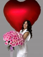 51 Эквадорская роза и шар «Сердце»