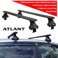 Багажник на крышу Mazda CX-5 (KF) 2017-..., Атлант, крыловидные аэродуги (черный цвет)