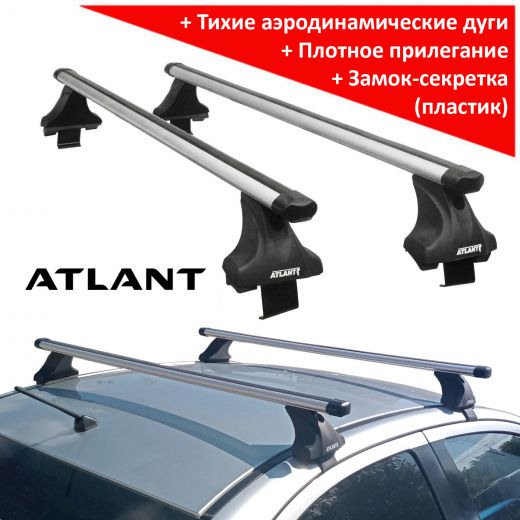 Багажник на крышу Honda Civic (4-dr sedan), 2012-15, Атлант, аэродинамические дуги Эконом, опора Е