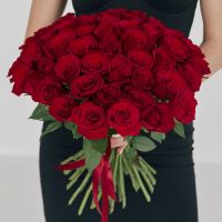 51 красная роза 40 см под ленту