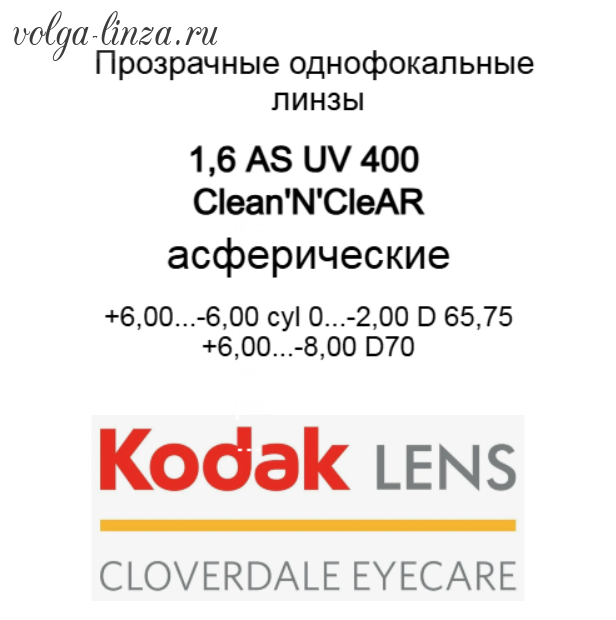 KODAK 1.6 AS CleanNCleAR UV 400