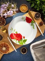 Тарелка обеденная, керамика, 20 см, круглая, Алая роза, Daniks, 19-291#