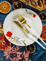 Тарелка десертная, керамика, 19 см, круглая, Красный Тюльпан, Daniks