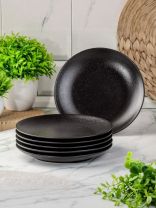 Набор тарелок керамика, 6 шт, 20 см, круглый, Крафт, Daniks, Y4-8358, черный