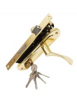 Замок врезной Trodos, 70-L/76 PB, 202097, ручка в комплекте, цилиндровый, золотой