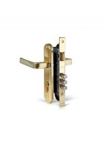 Замок врезной Apecs, 1526/60-G, 3302, ручка в комплекте, цилиндровый, золотой