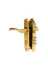 Замок врезной Apecs, 1023/60-G, 15575, ручка в комплекте, цилиндровый, золотой