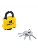 Замок навесной Булат, ВС 0340, 13 454, блистер, цилиндровый, всепогодный, желтый, 51 мм, 5 ключей