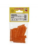 Дюбель универсальный, полипропилен, диаметр 6х52 мм, 20 шт, Стройбат, 269851