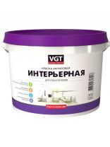 Краска водно-дисперсионная, VGT, акриловая, интерьерная, влагостойкая, матовая, белоснежная, 3 кг