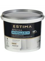 Краска водно-дисперсионная, Estima, полиакриловая, интерьерная, моющаяся, матовая, белая, 6.5 кг