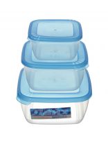 Контейнер пищевой пластик, 0.46, 0.95, 1.5 л, 8.5 см, 3 шт, в ассортименте, квадратный, Полимербыт, Лайт, 4354500