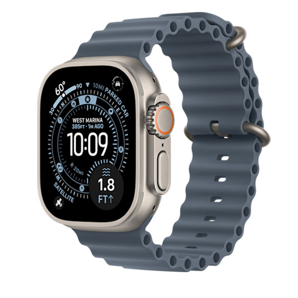 Apple Watch Ultra 3 GPS, 49mm, Natural Titanium + ремешок Ocean Band «Anchor Blue»