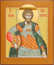 Рукописная икона Феодор Стратилат 17х21см (ковчег, нимб-сусальное золото)