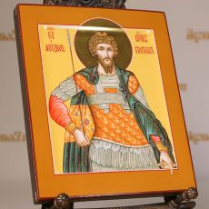Рукописная икона Феодор Стратилат 17х21см (ковчег, нимб-сусальное золото)