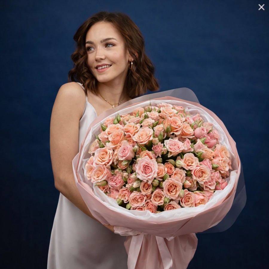 Букет из 21 нежных кустовых роз