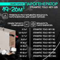 Парогенератор Steamtec TOLO KEY 225 - 22,5 кВт