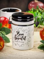 Банка для сыпучих продуктов, доломит, 0.55 л, 9.5х9.5х15.3 см, с крышкой, Daniks, Бон Аппетит