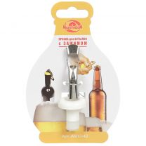 Пробка для бутылки, пластик, с зажимом, в ассортименте, навеска, Мультидом, AN13-42