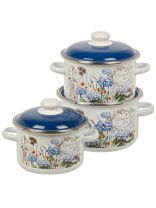 Набор посуды эмалированная сталь, 3 предмета, кастрюли 2, 3, 4 л, индукция, СтальЭмаль, Солнечный день, 6KB021M, белый