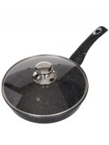 Сковорода литой алюминий, 24 см, антипригарное покрытие, Горница, Гранит, с крышкой, с2452аг