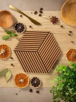 Подставка под горячее, дерево, шестиугольная, 17х19 см, коричневая, Y4-7343