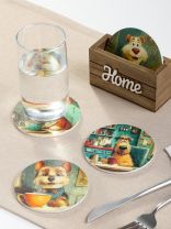 Набор подставок для горячего, дерево, 4 шт, круглый, 11.5х5.4х6.4 см, Верные друзья, Y4-11195