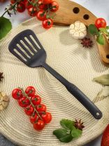 Лопатка кулинарная нейлон, с прорезями, навеска, черная, Daniks, Эконом, YW-KT017-1/H1010-01