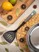 Лопатка кулинарная нейлон, 34.5 см, с прорезями, навеска, Daniks, Грей, Y4-4956